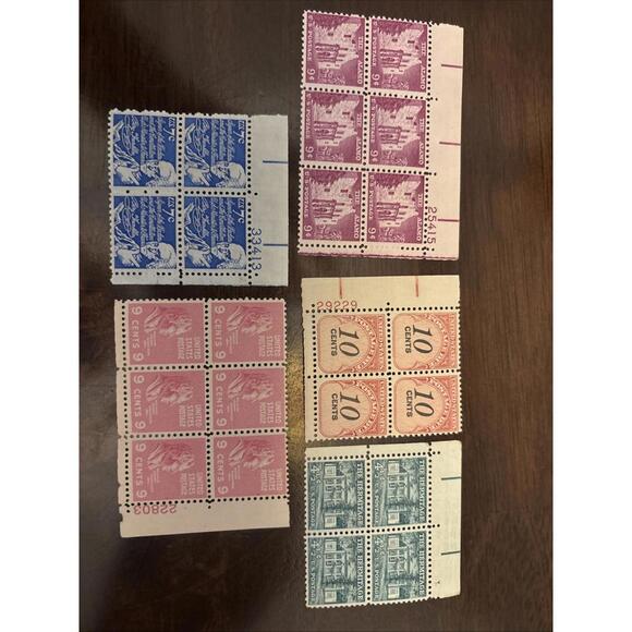 U.S. Liberty Series Plate Block Lot MNH – Alamo, Hermitage, 7¢–10¢ High Values - Picture 1 of 6